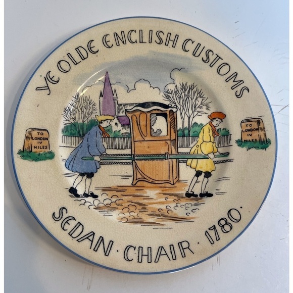 Dessert Plates with Vintage Scenes of  Olde English Customs by Burgess and Leigh - Picture 1 of 15